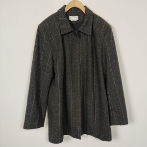 Vintage Flair Sport Women's Striped Plaid Wool Coat Brown Size 20 Quiet Luxury